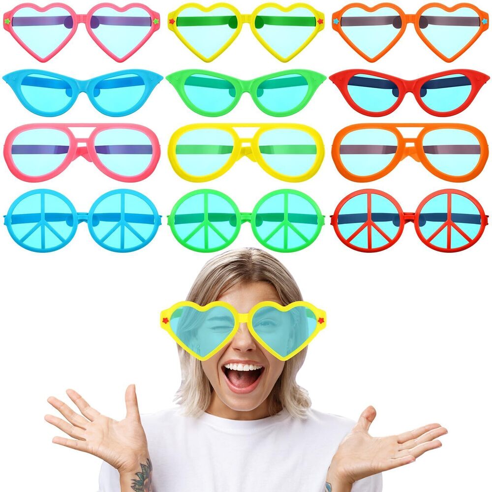 3958 12 Pcs Jumbo Sunglasses Giant Clown Funny Props Novelty Sunglasses Fun
